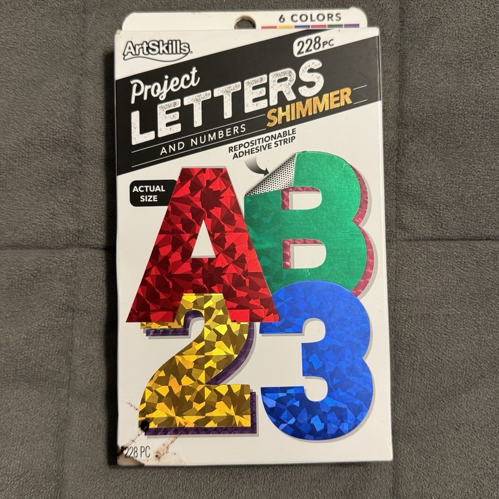 ArtSkills Project Letters & Numbers Shimmer Stickers 228 Pc 2.5"